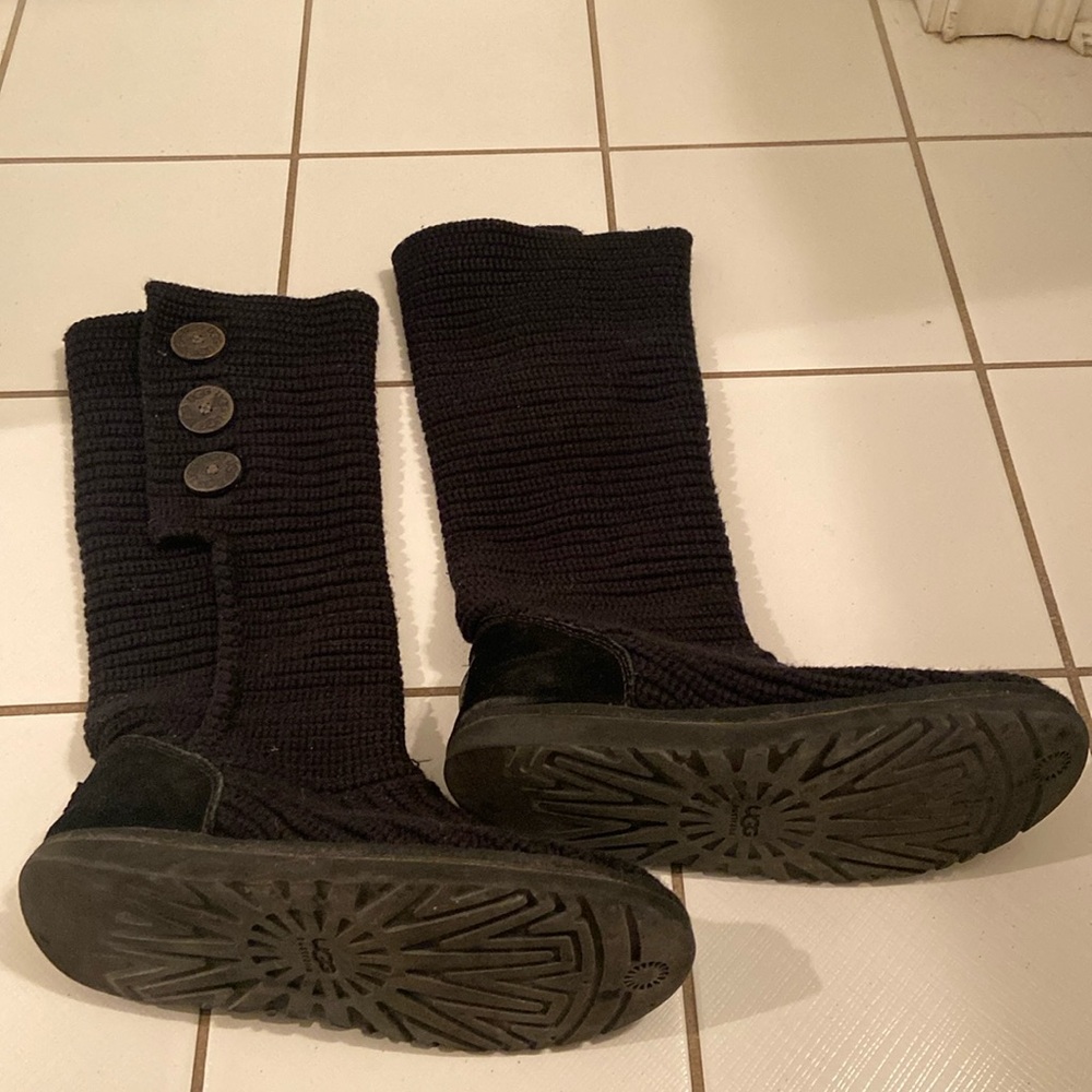 Ugg Black Classic Cardy Knit Boots